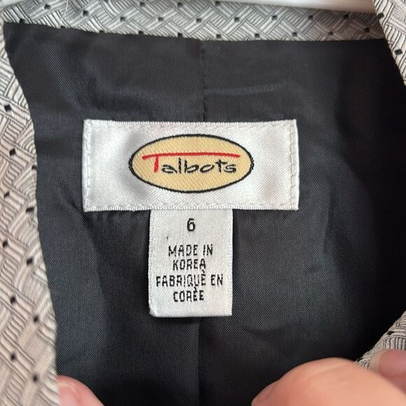 Talbots vintage women’s silk blend silver Textured Jacket mandarin collar size 6 - Picture 6 of 10